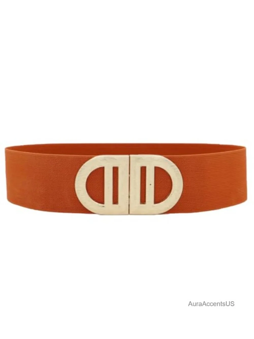 Wide Stretchy Waist Belt With Gold Buckle For Dresses